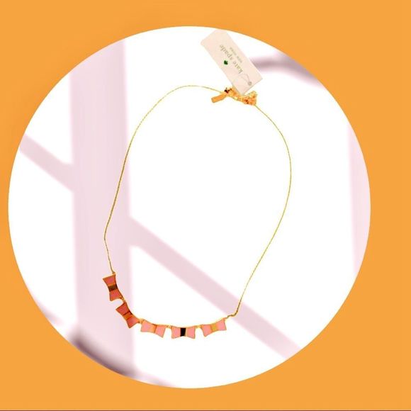 KATE SPADE Pink Bow Gold Row Shoppe Neclace - Picture 4 of 12